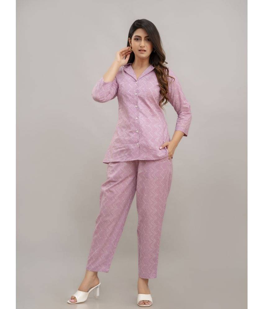    			Frionkandy Women Printed Shirt With Trousers Co-Ord Set ( Pink )