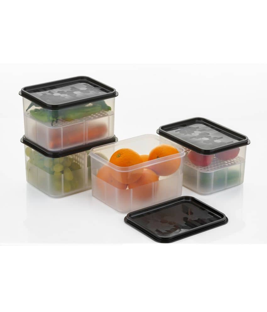 iview kitchenware Fruit AND Vegetable Plastic Black Food Container ( Set of 4 )