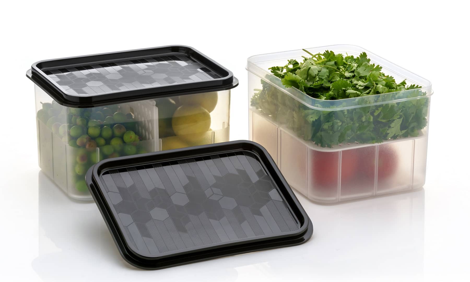 iview kitchenware Fruit AND Vegetable Plastic Black Food Container ( Set of 2 )