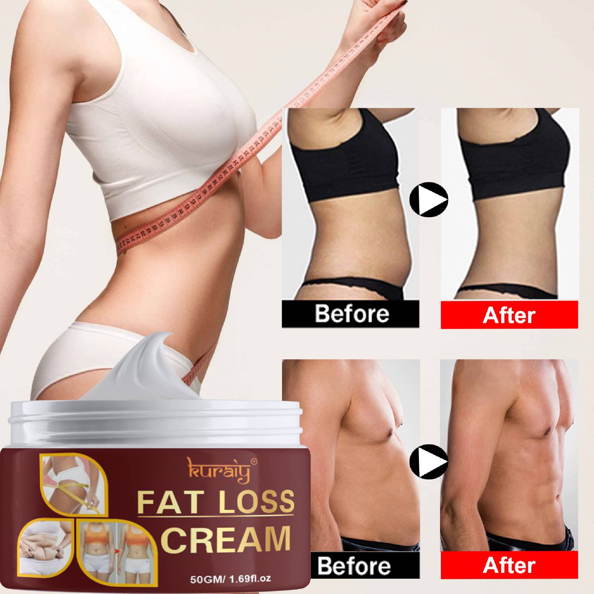 KURAIY Pure Ginger Essential cream 50gm,Weight Loss cream