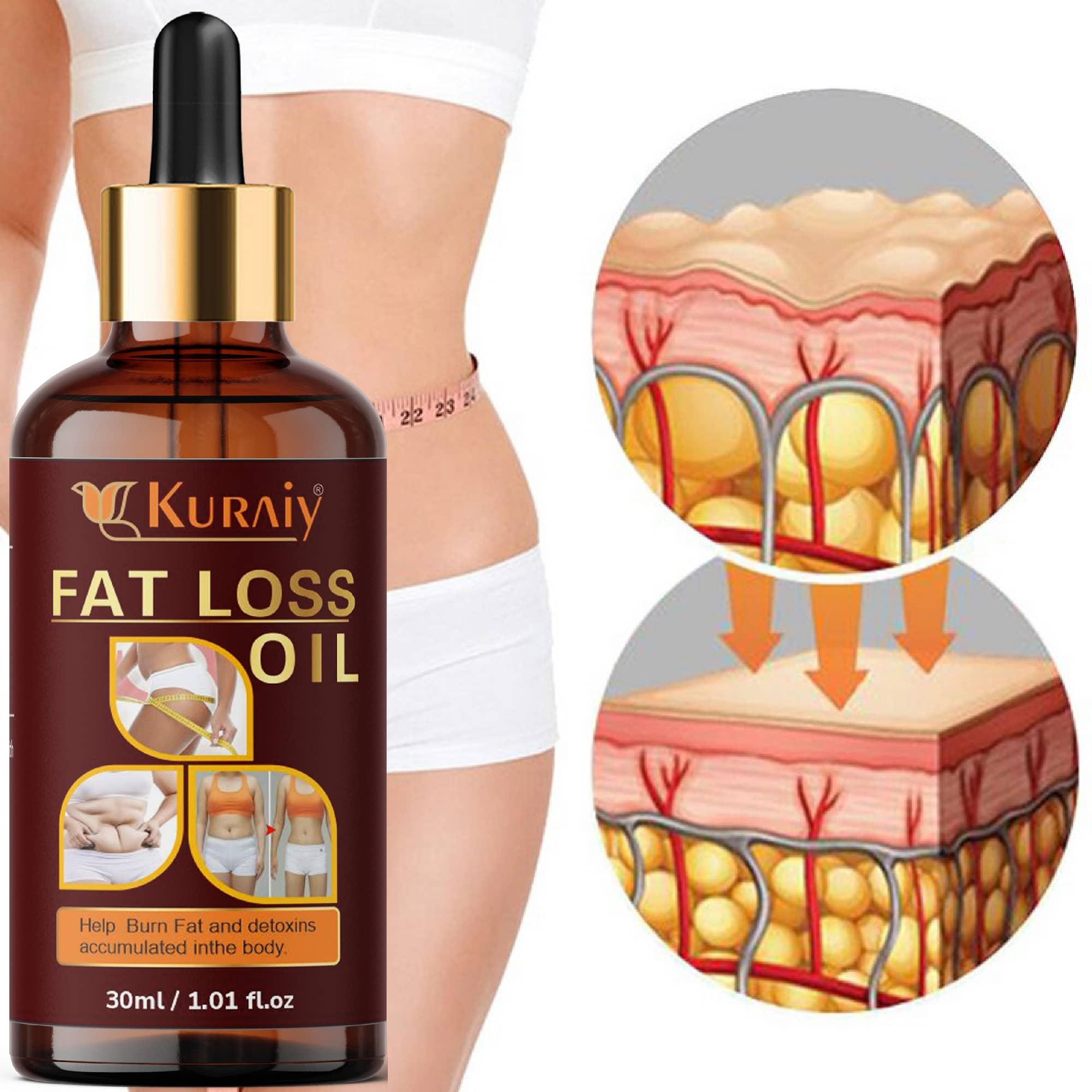 KURAIY Pure Ginger Essential Oil 30ml,Weight Loss Oil