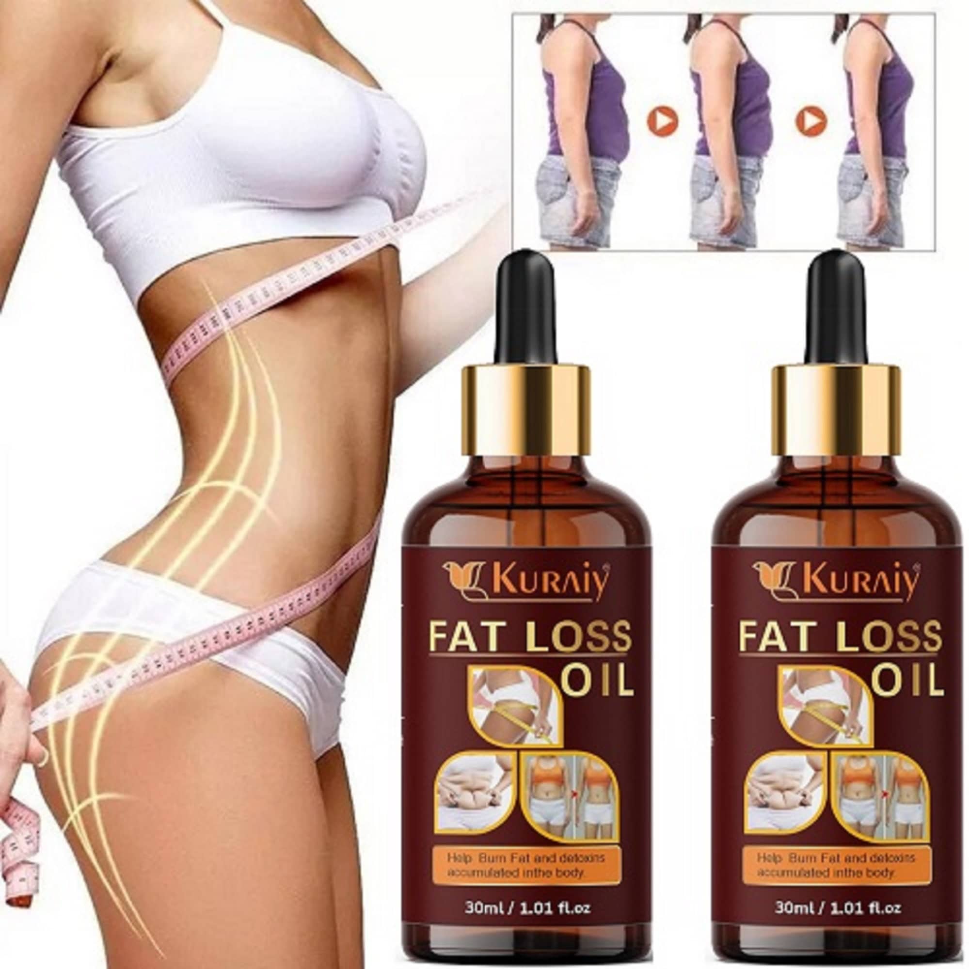 KURAIY Tummy Ginger Oil, For Belly Drainage Ginger Oil For Belly Weight Loss Oil Pack of 2