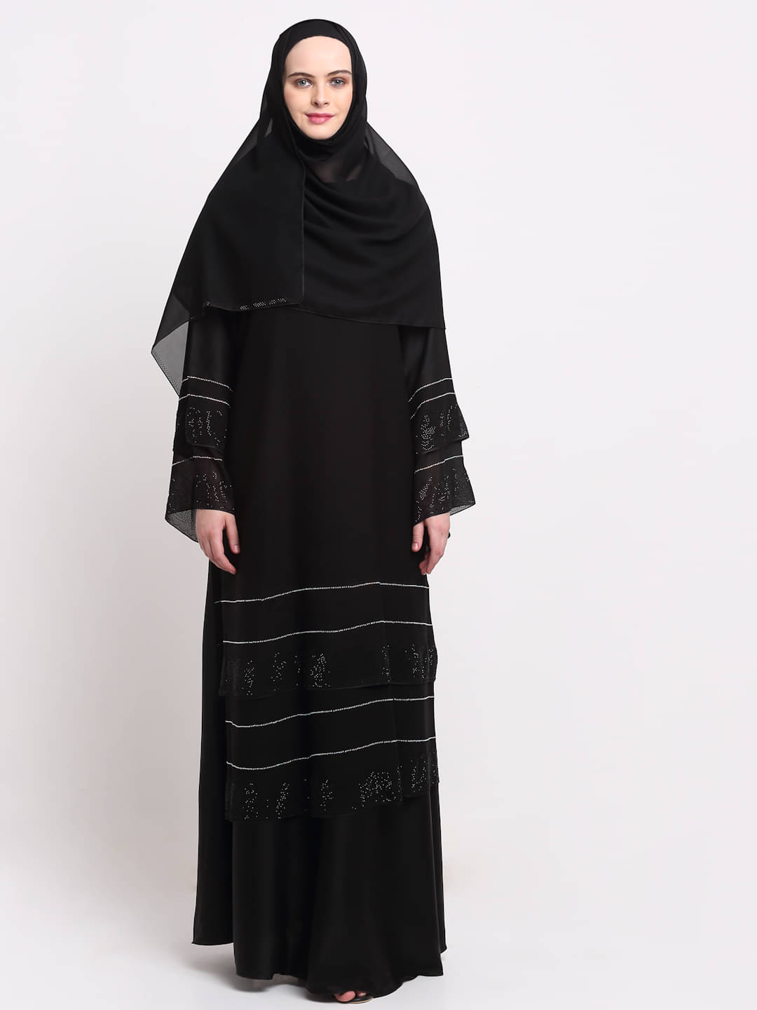     			Klotthe Black Polyester Unstitched Burqas without Hijab - Single