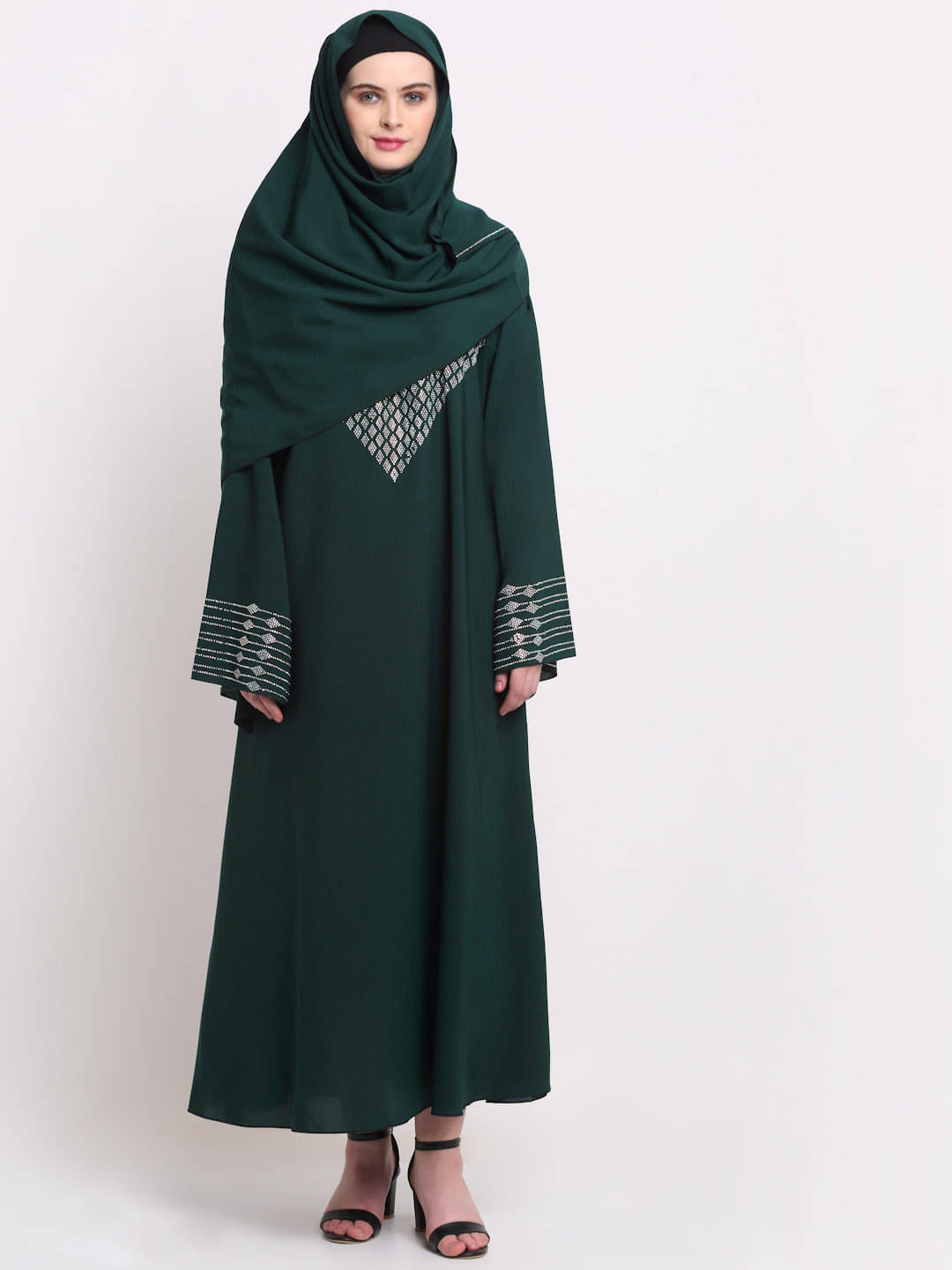     			Klotthe Green Polyester Unstitched Burqas without Hijab - Single