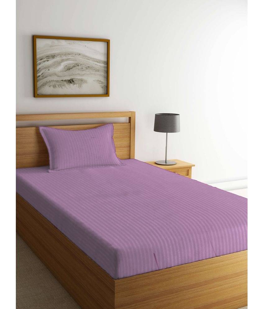     			Klotthe Poly Cotton 1 Single Bedsheet with 1 Pillow Cover ( Purple )