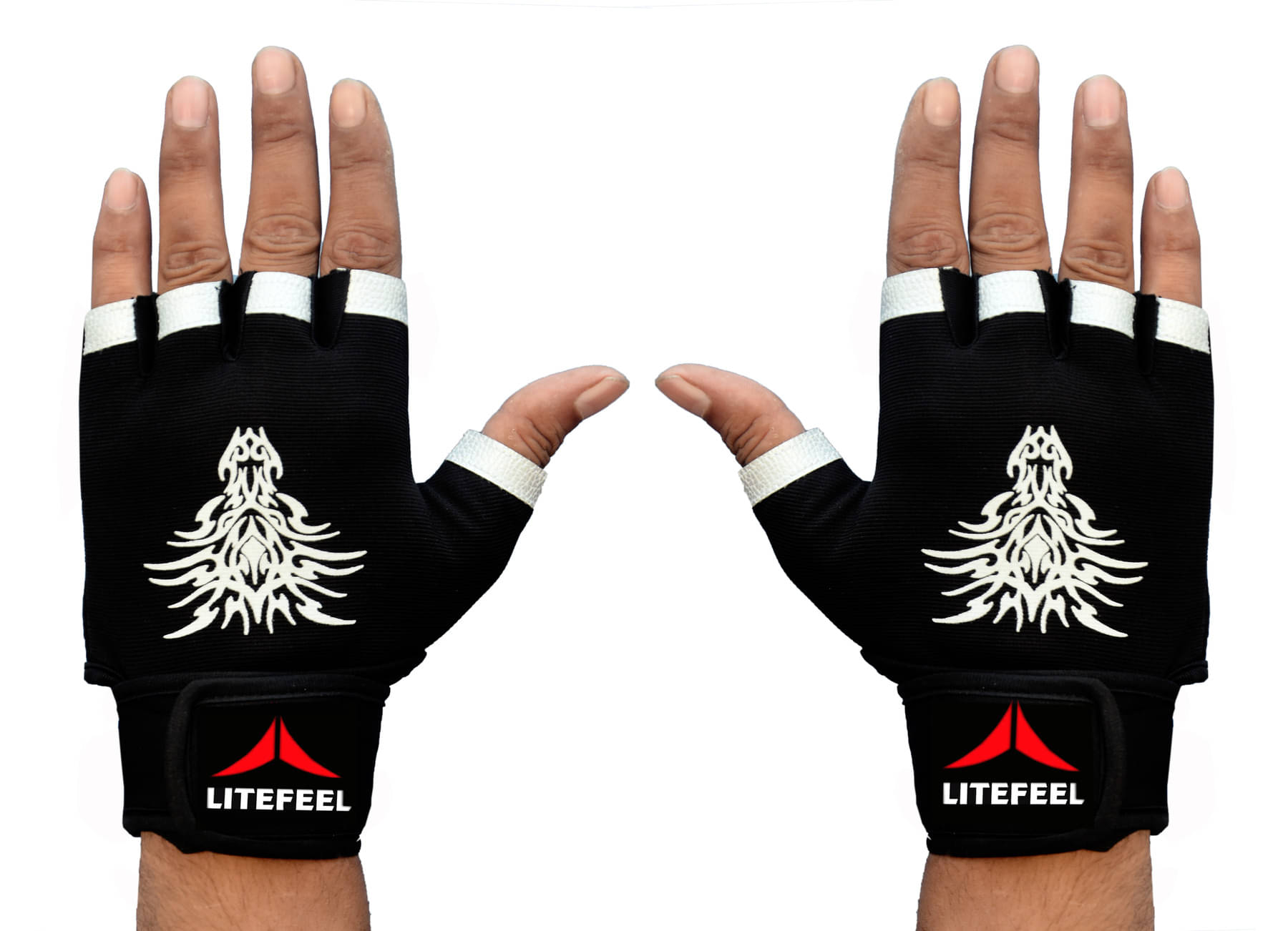 LITEFEEL Black Fancy Gloves Unisex Polyester Gym Gloves For Advanced Fitness Training and Workout With Half-Finger Length LITEFEEL Black Fancy Gloves Unisex Polyester Gym Gloves For Advanced Fitness Training and Workout With Half-Finger Length