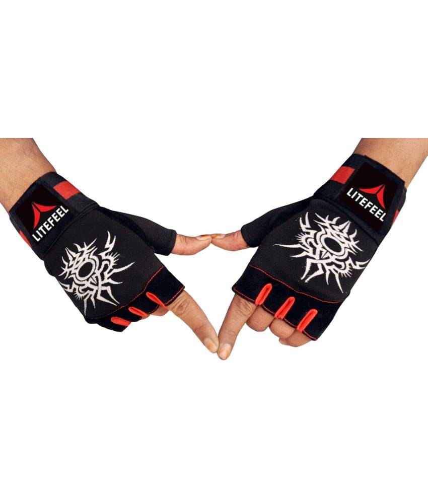 LITEFEEL Wrist Support Gloves Unisex Polyester Gym Gloves For Advanced Fitness Training and Workout With Half-Finger Length LITEFEEL Wrist Support Gloves Unisex Polyester Gym Gloves For Advanced Fitness Training and Workout With Half-Finger Length