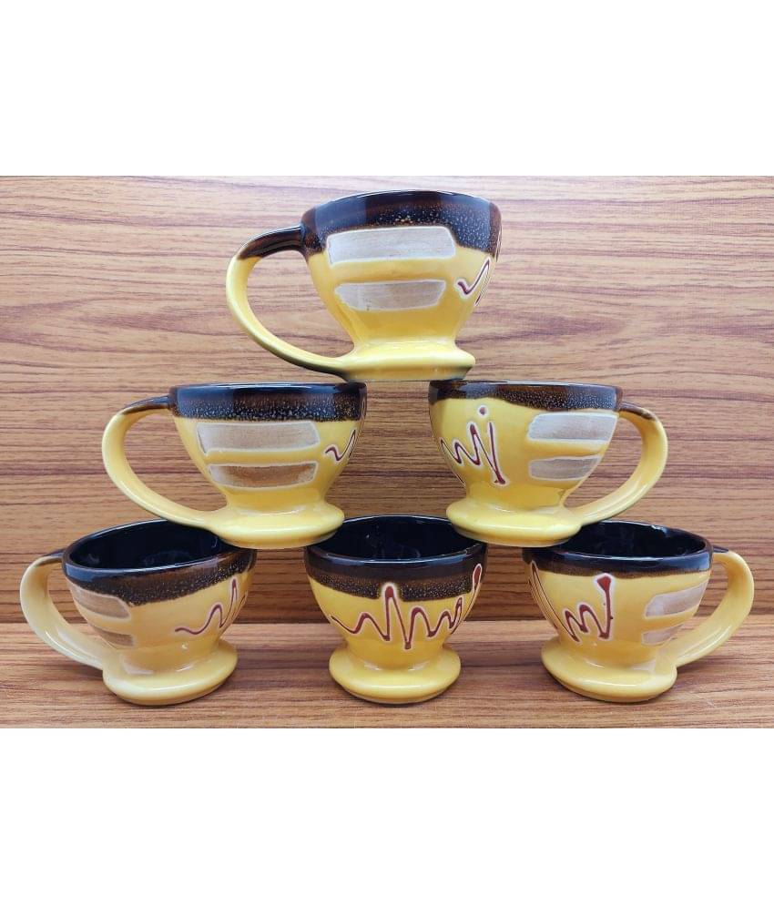     			Laghima jadon Ceramic Single Walled Tea Cup 120 ml ( Pack of 6 )