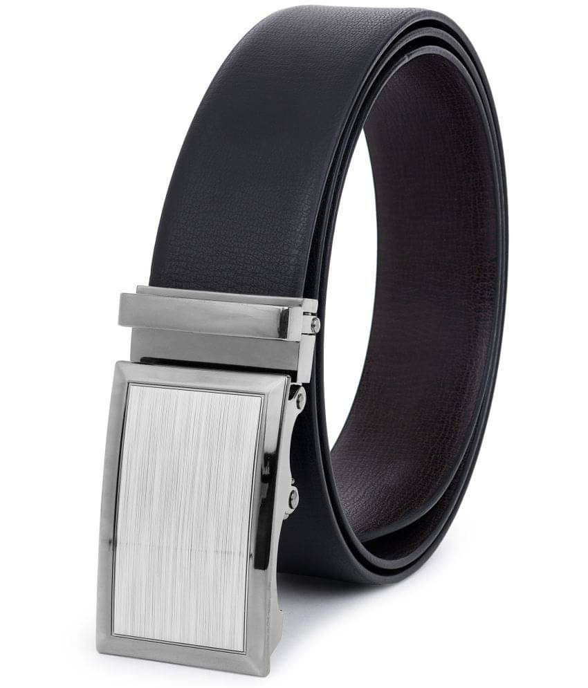 Loopa - Black Faux Leather Men's Reversible Belt ( Pack of 1 ) Loopa - Black Faux Leather Men's Reversible Belt ( Pack of 1 )