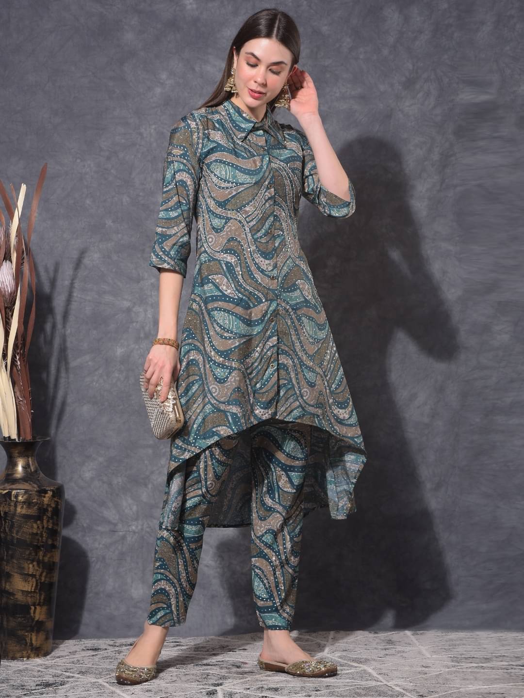 Mamoose Chanderi Printed Kurti With Pants Women's Stitched Salwar Suit - Green ( Pack of 1 ) Mamoose Chanderi Printed Kurti With Pants Women's Stitched Salwar Suit - Green ( Pack of 1 )