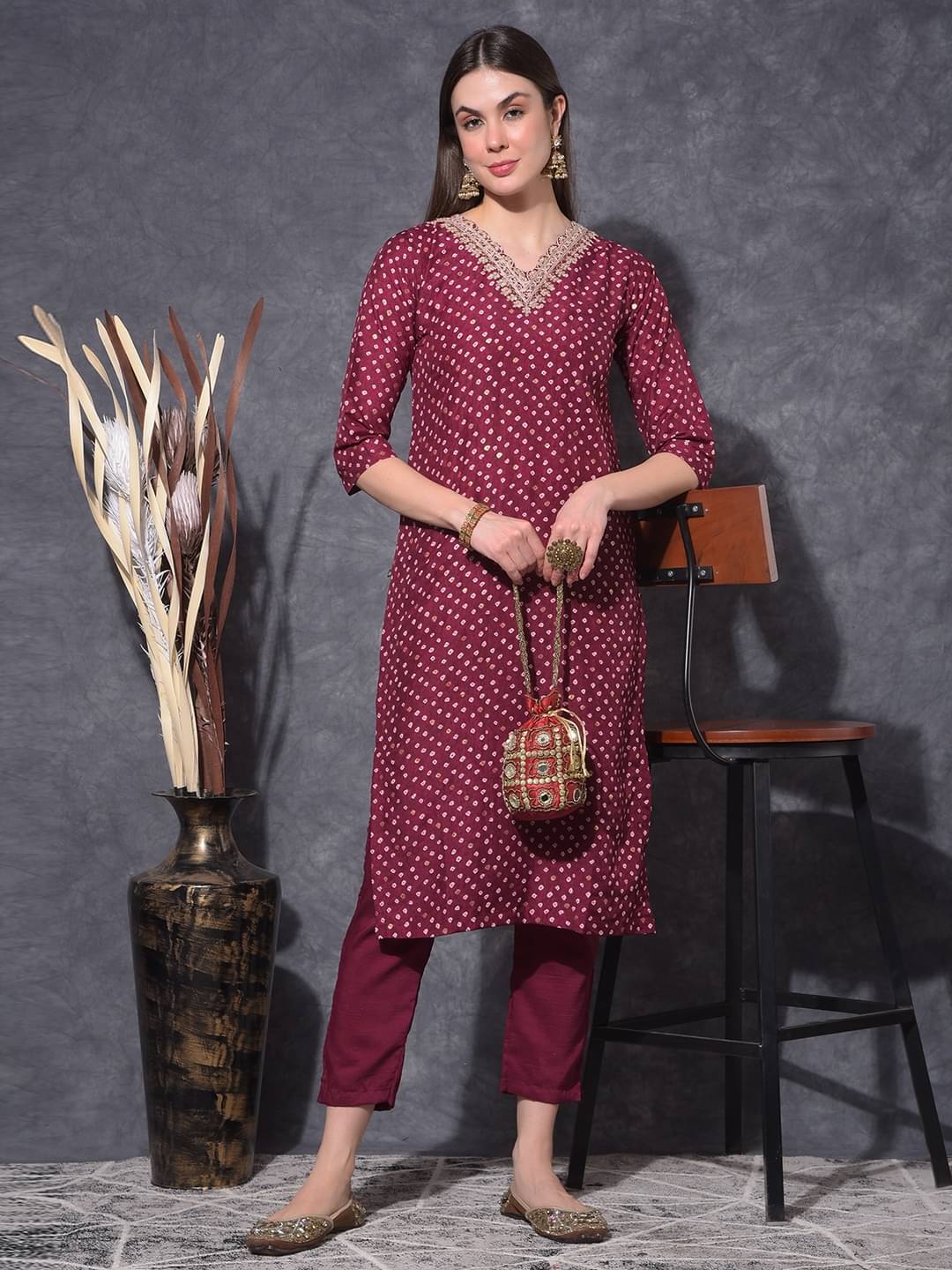 Mamoose Viscose Printed Kurti With Pants Women's Stitched Salwar Suit - Wine ( Pack of 1 ) Mamoose Viscose Printed Kurti With Pants Women's Stitched Salwar Suit - Wine ( Pack of 1 )
