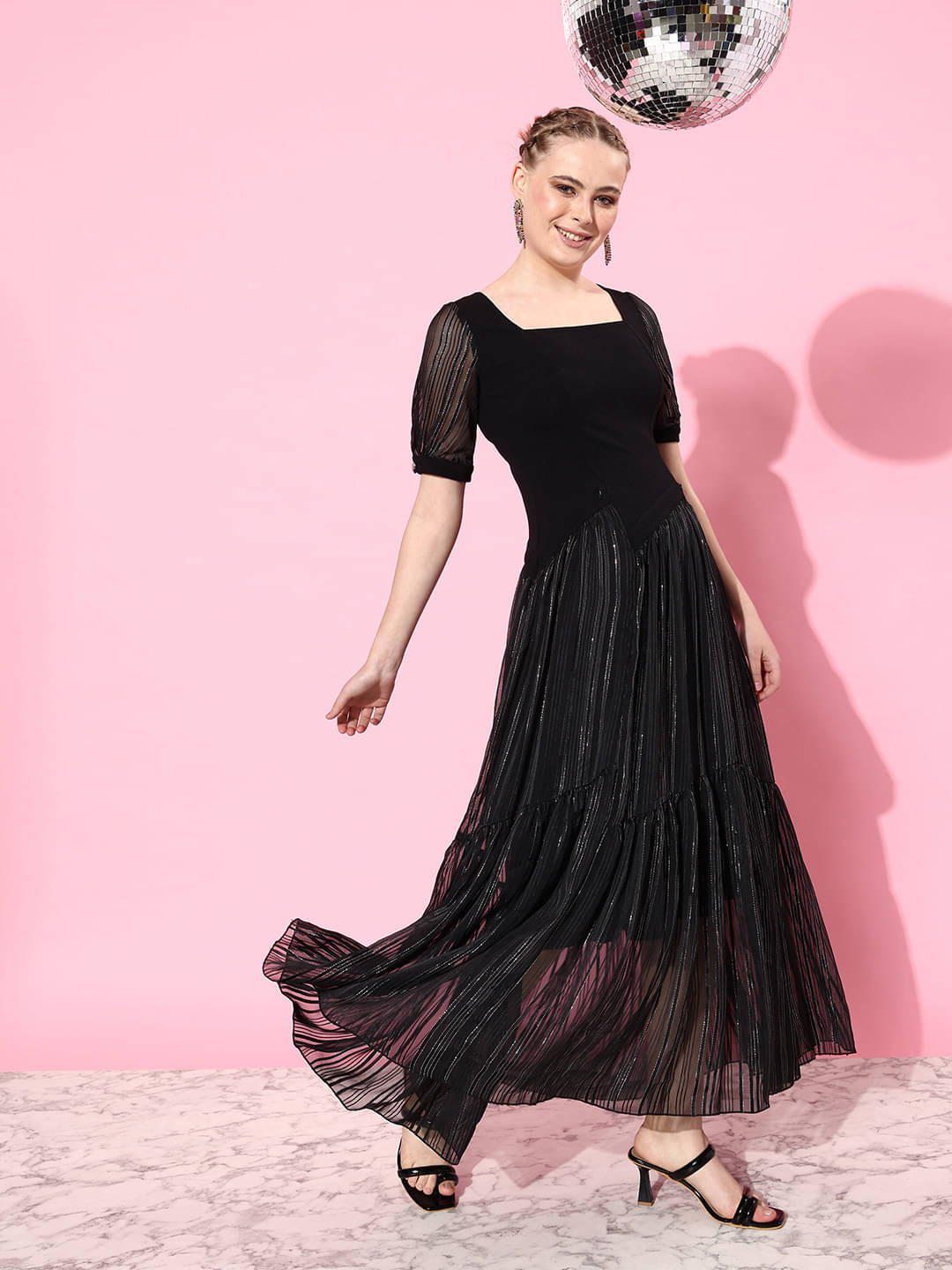 Miss Chase Women Polyester Embellished Gown ( Black ) Miss Chase Women Polyester Embellished Gown ( Black )