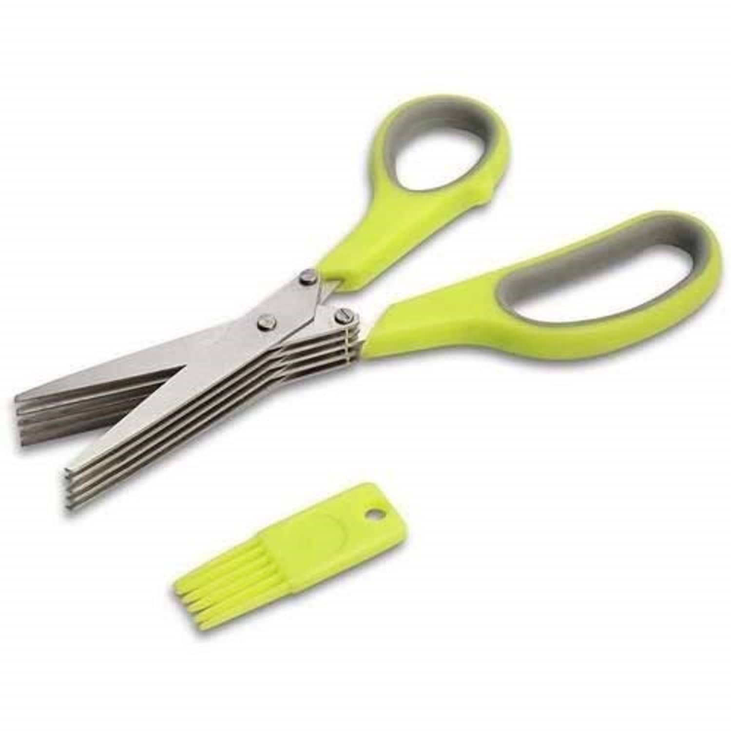 Multi-Function 5 Blade Vegetable Stainless Steel Herbs Scissor - Durable, Time-Saving Kitchen Cutting Tool - Color May Vary