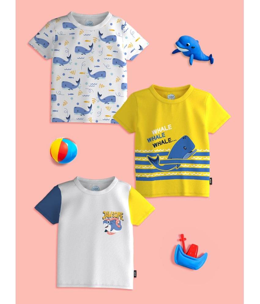     			Nauti Nati Pack of 3 Baby Boys Cotton T-Shirt ( White )