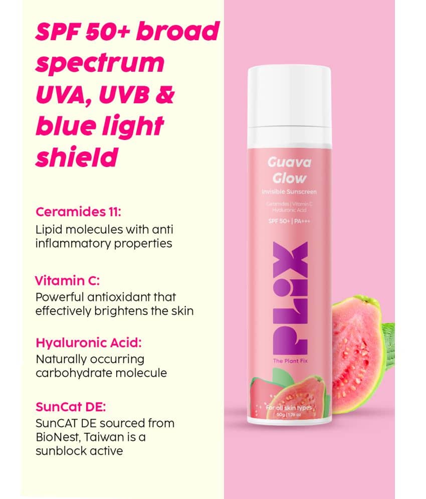 Crème Solaire Invisible PLIX Goyava Glow SPF50+ PA+++ - 50g - Neuf Sous Emballage