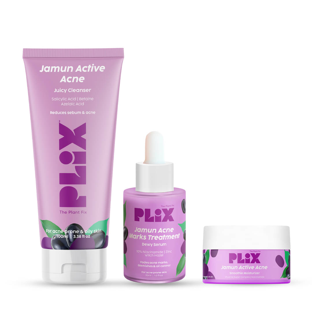     			Plix Jamun active acne serum 30ml Jamun facewash 100ml & Jamun moisturizer 50 g combo(Pack of 3)