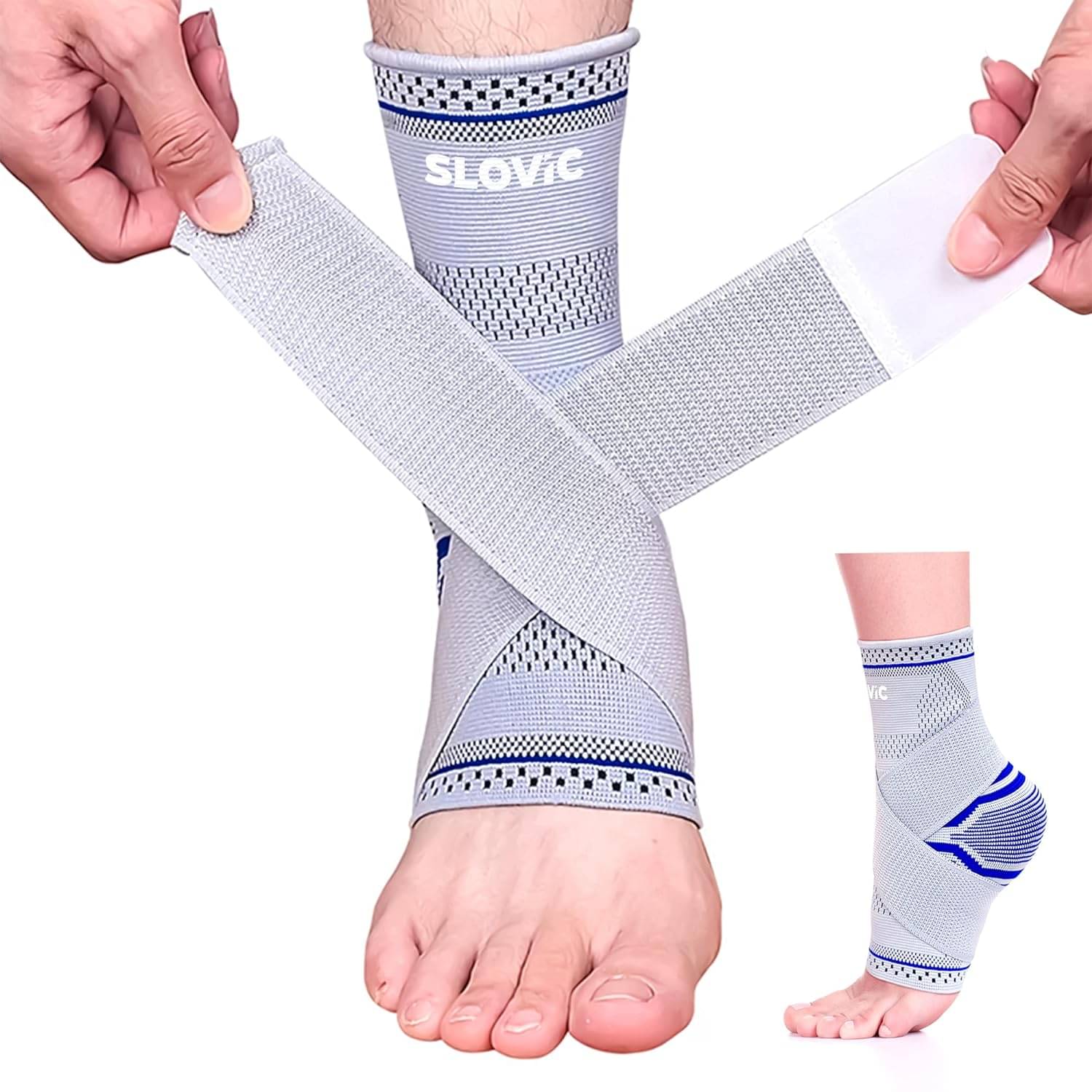     			SLOVIC Ankle Support for Pain Relief (Small Size) | Ankle Braces for Men and Women | Ankle Support for Men | Ankle Band for Pain Relief | Ankle Support with 4-Way Compression