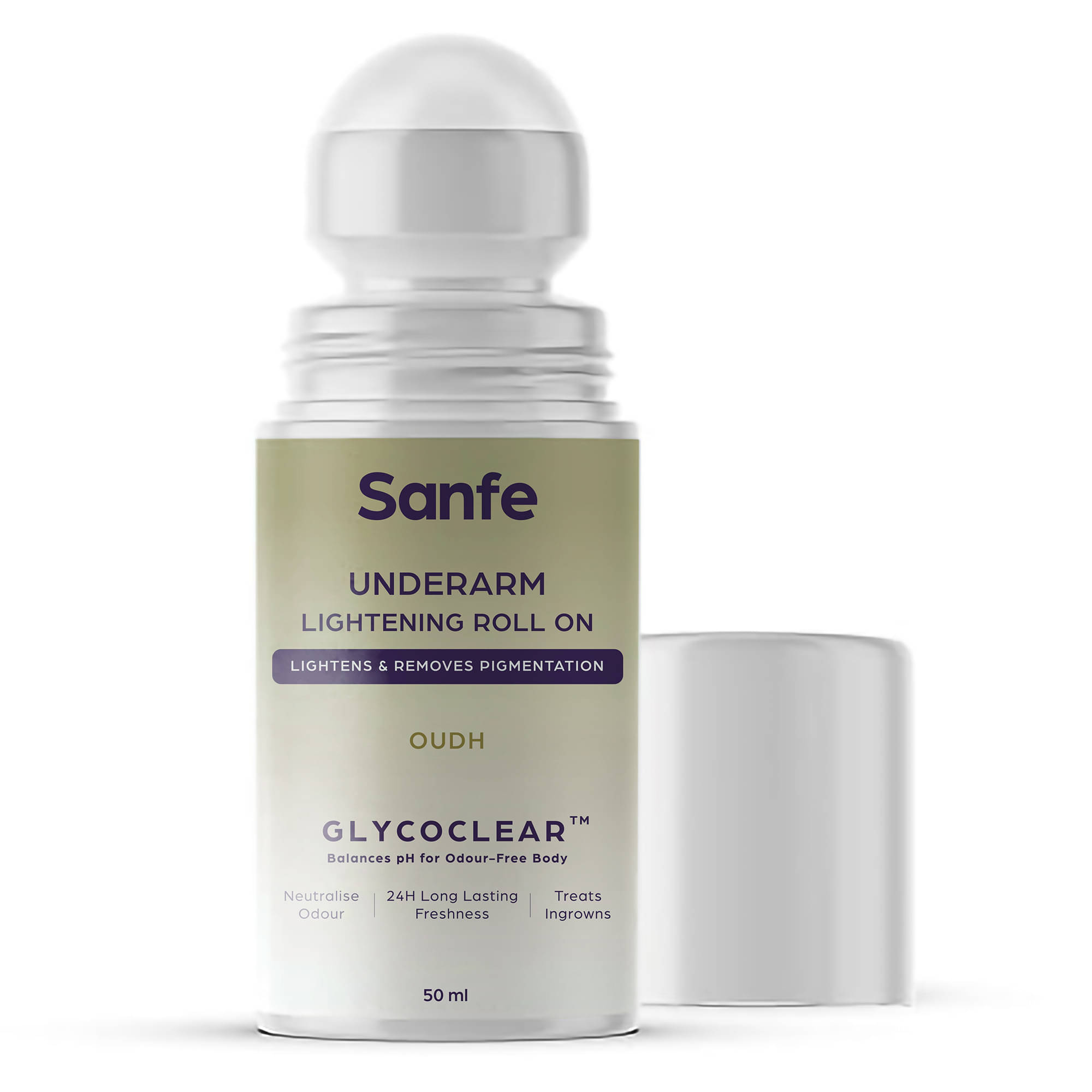    			Sanfe Underarm Lightening Roll On (Oudh) with 5% AHA| For Underarms | Lightens Skin 50ml