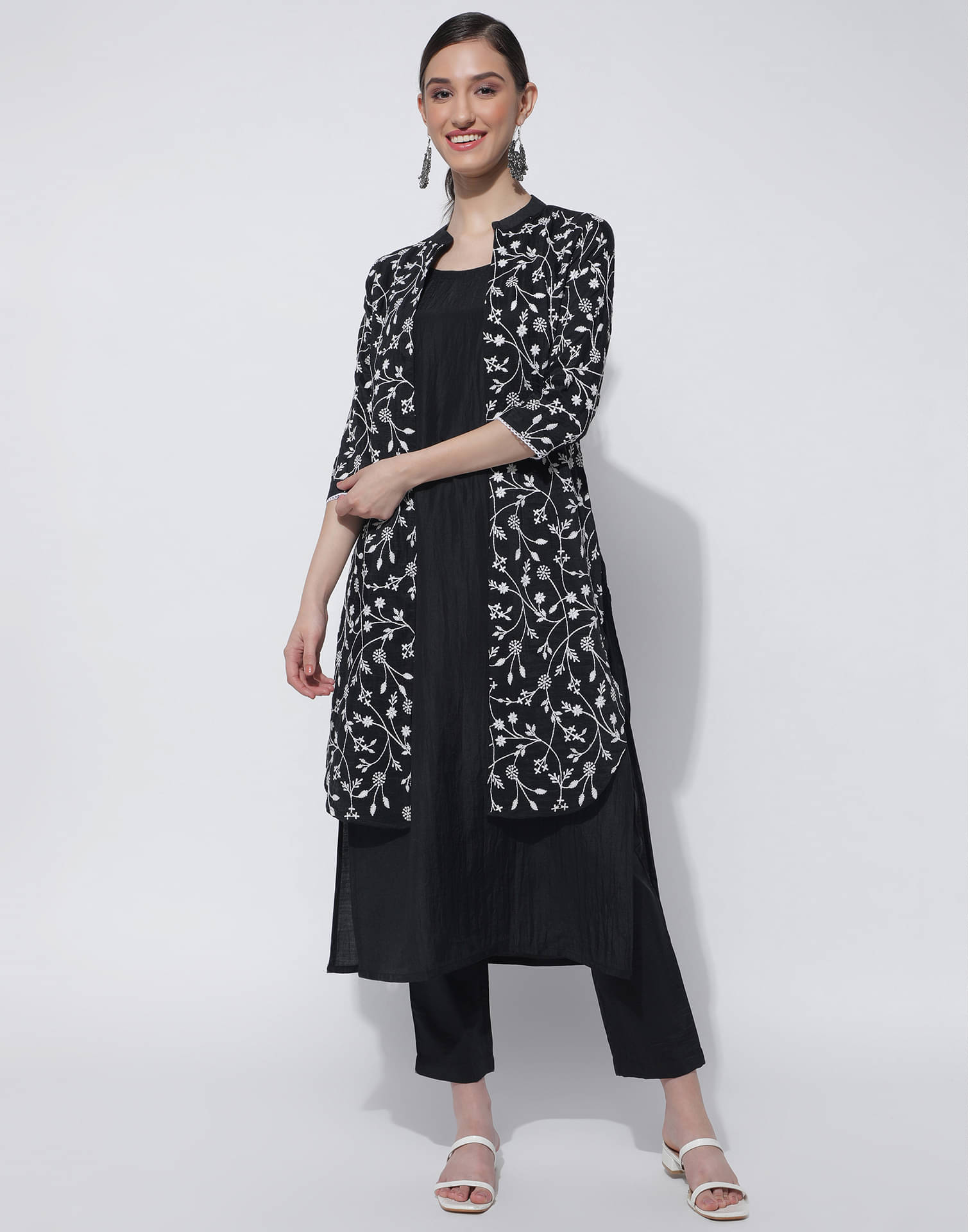     			Skylee Chiffon Embroidered Kurti With Pants Women's Stitched Salwar Suit - Multicolor ( Pack of 1 )