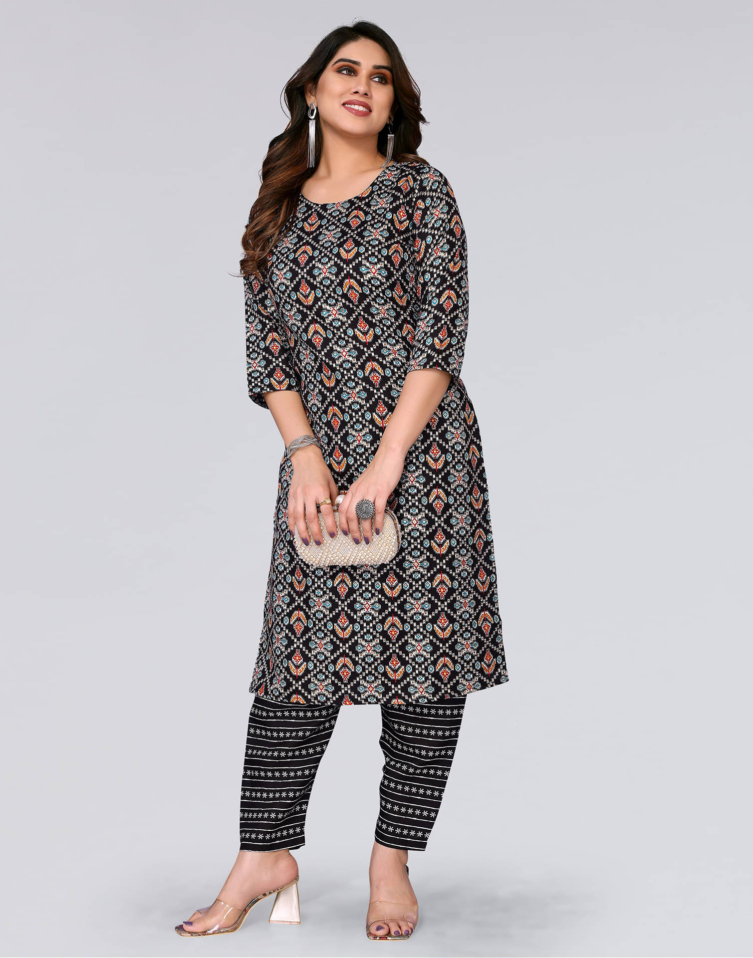 Skylee Cotton Blend Printed Kurti With Pants Women's Stitched Salwar Suit - Multicolor ( Pack of 1 ) Skylee Cotton Blend Printed Kurti With Pants Women's Stitched Salwar Suit - Multicolor ( Pack of 1 )
