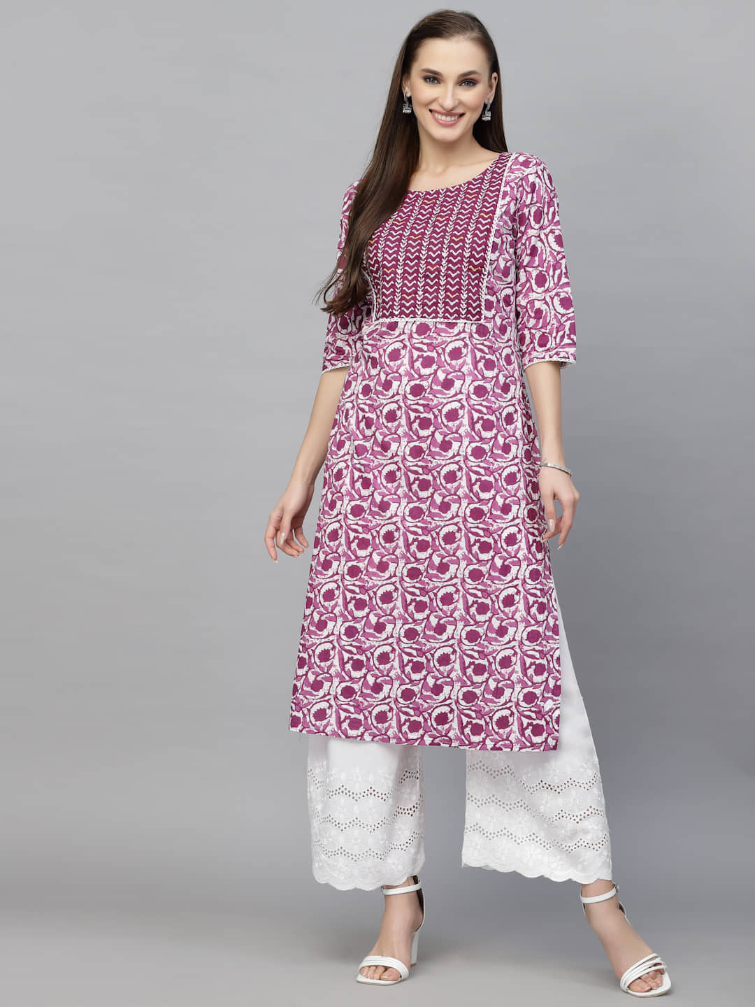Stylum Cotton Printed Straight Women's Kurti - Navy Blue ( Pack of 1 ) - Kurtis, Tunics | Buy online on ZillyBuy