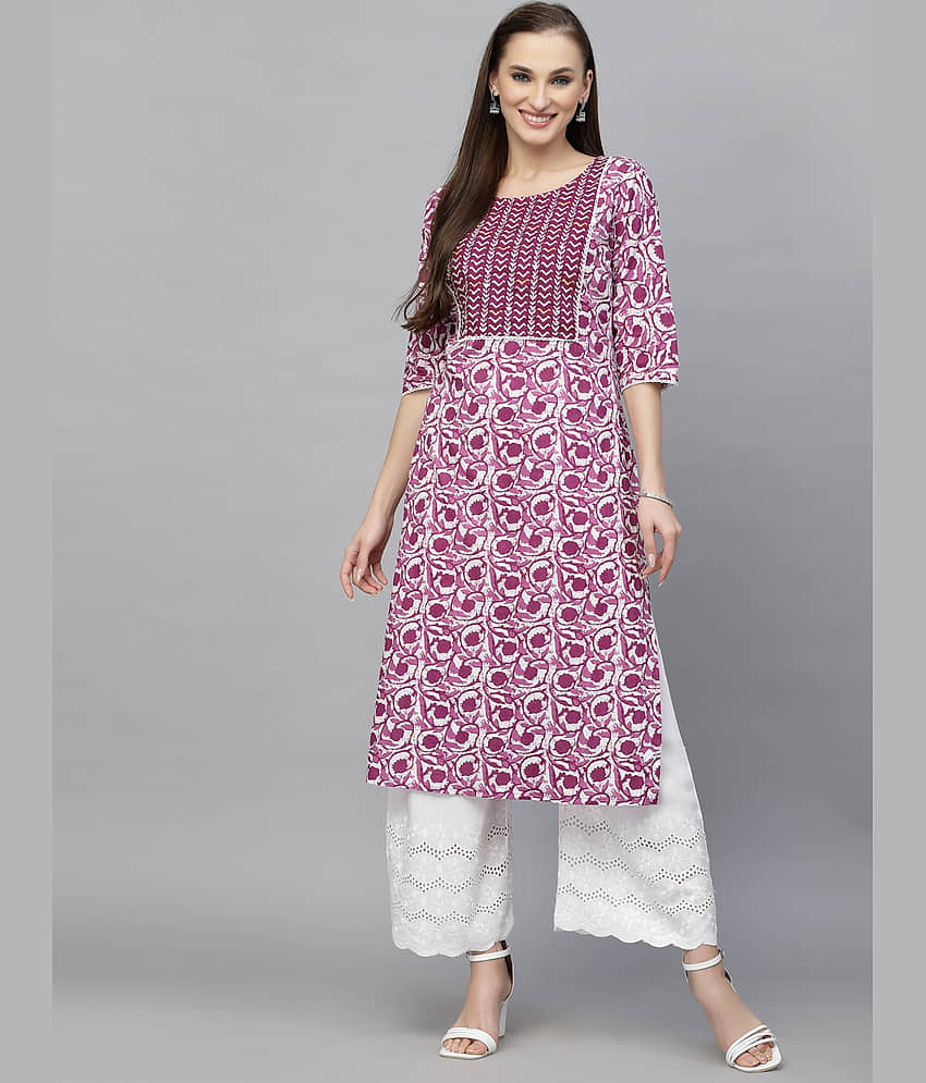 Stylum Cotton Printed Straight Women's Kurti - Navy Blue ( Pack of 1 ) - Kurtis, Tunics | Buy online on ZillyBuy