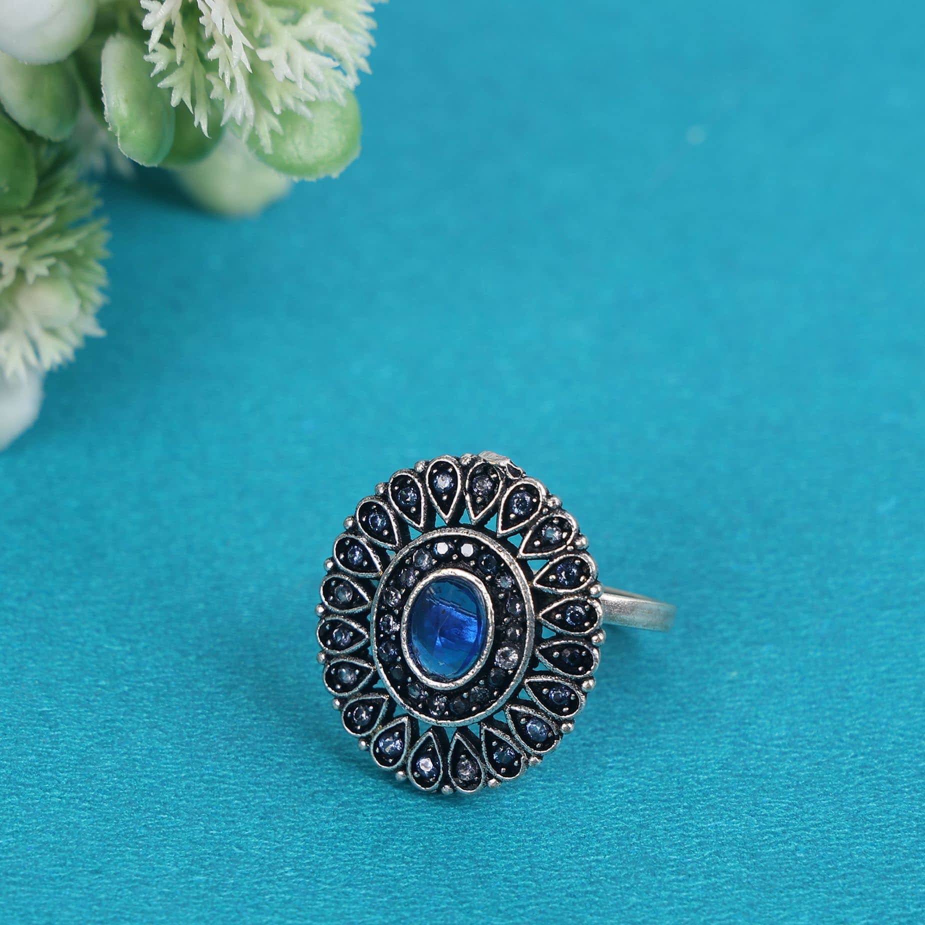 Sunhari Jewels Blue Rings ( Pack of 1 )
