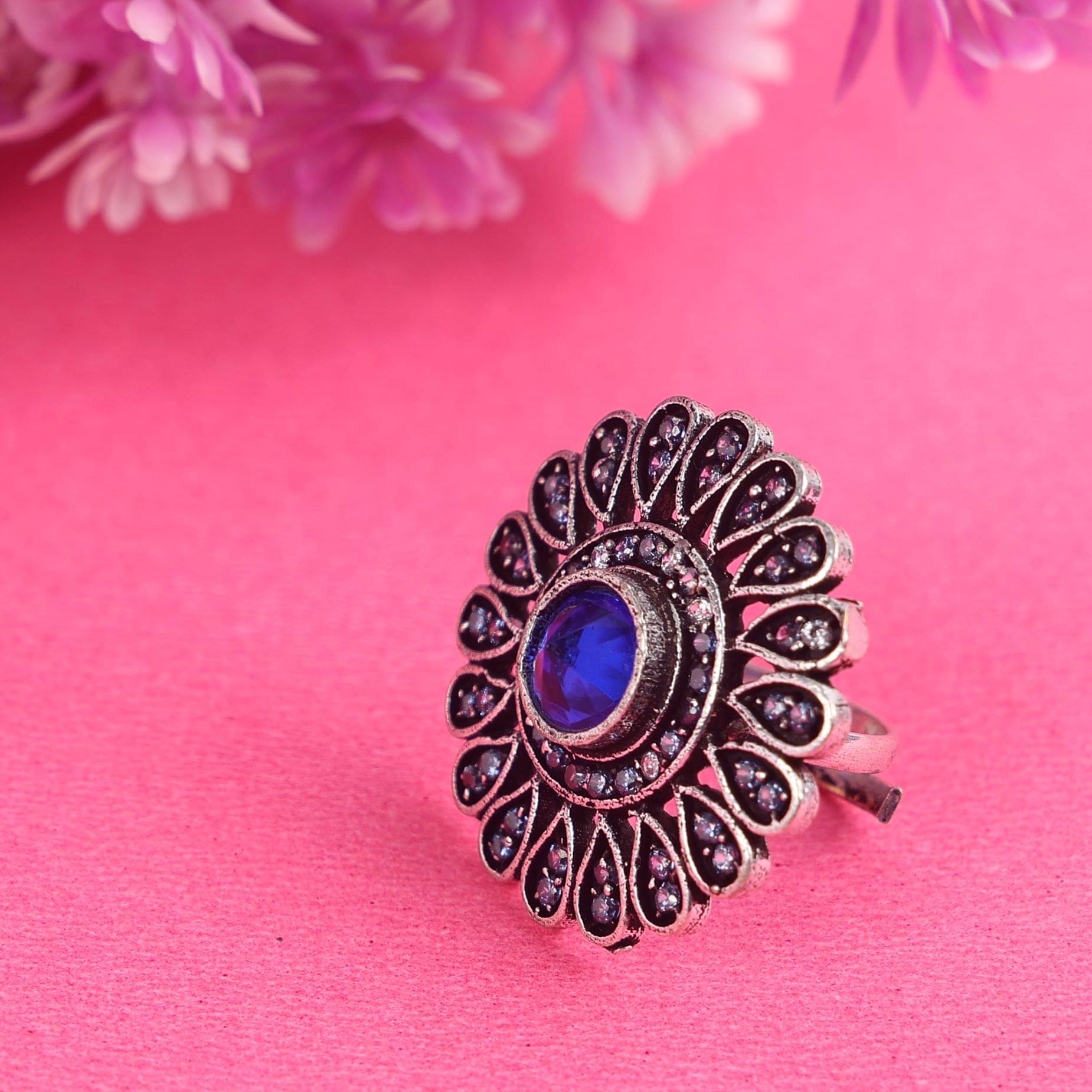     			Sunhari Jewels Blue Rings ( Pack of 1 )