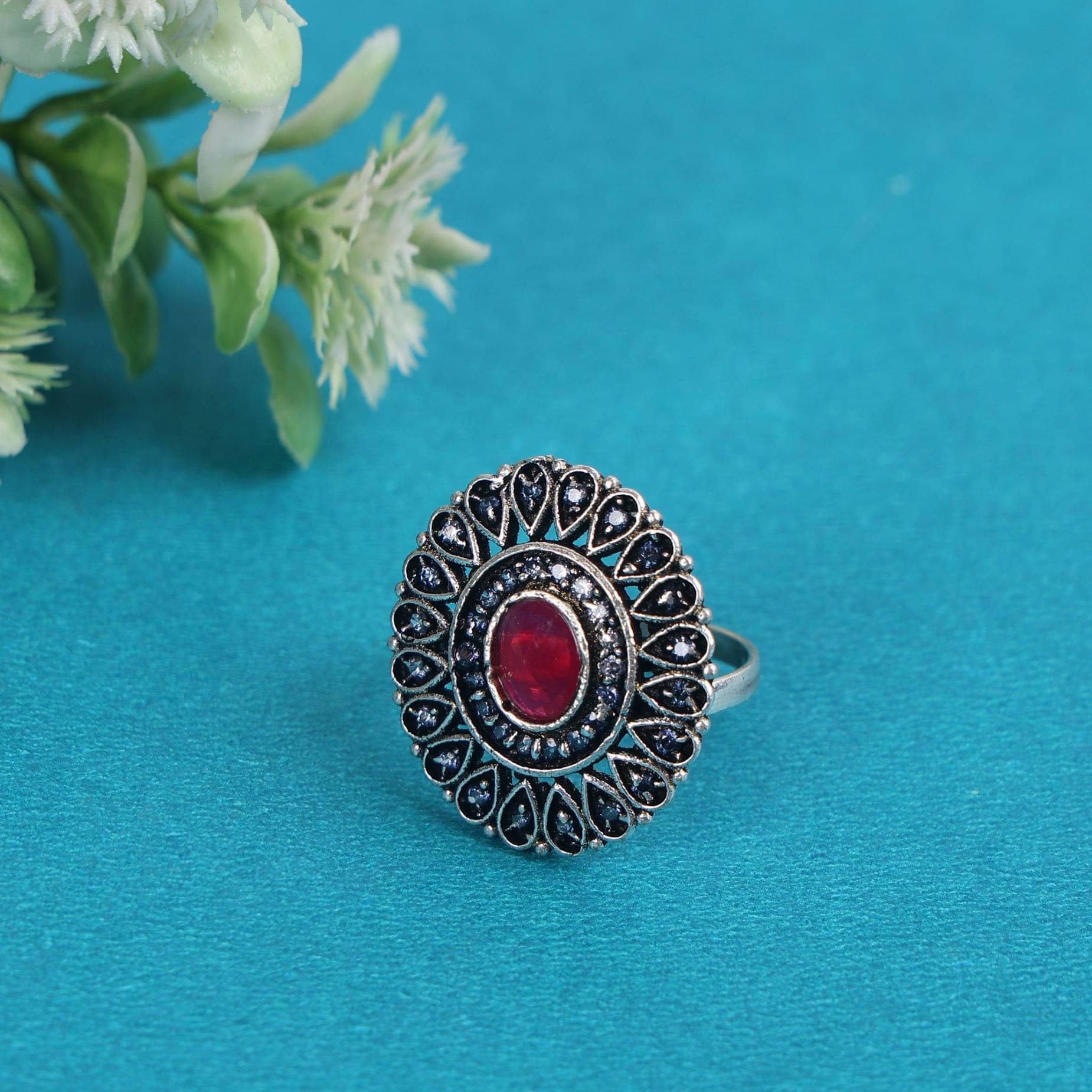     			Sunhari Jewels Maroon Rings ( Pack of 1 )