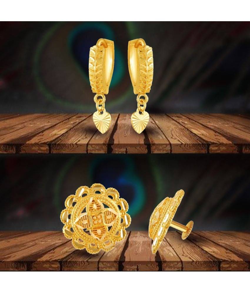     			VIVASTRI Golden Stud Earrings ( Pack of 2 )