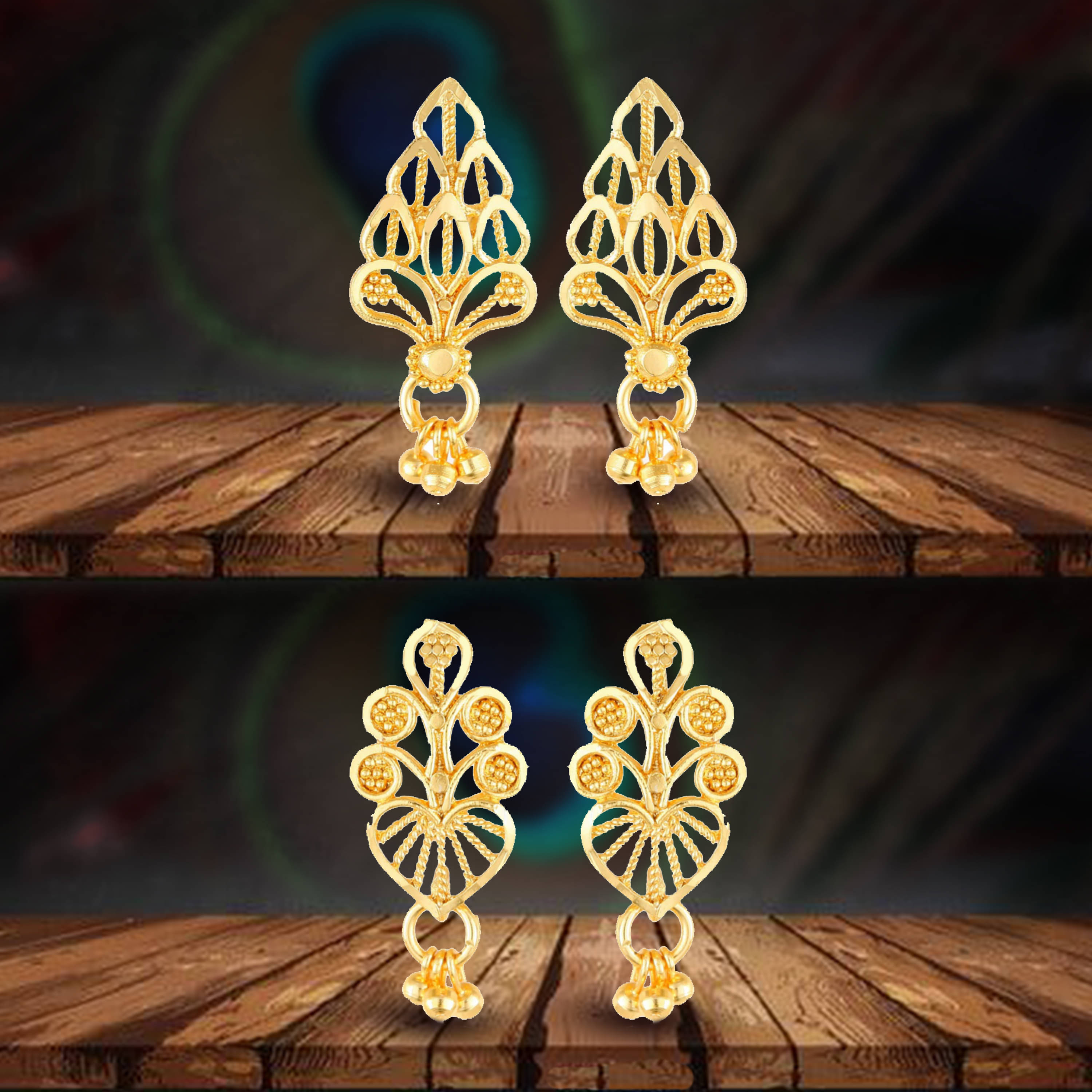     			VIVASTRI Golden Stud Earrings ( Pack of 2 )