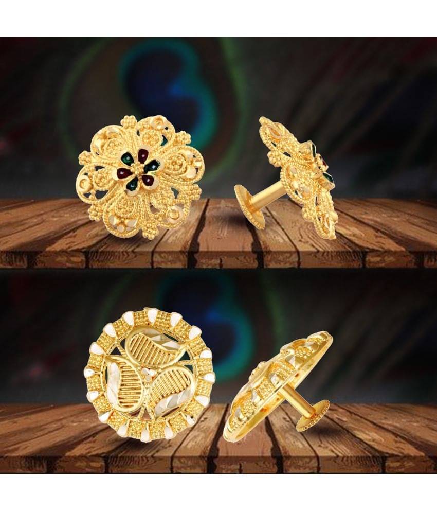     			VIVASTRI Golden Stud Earrings ( Pack of 2 )