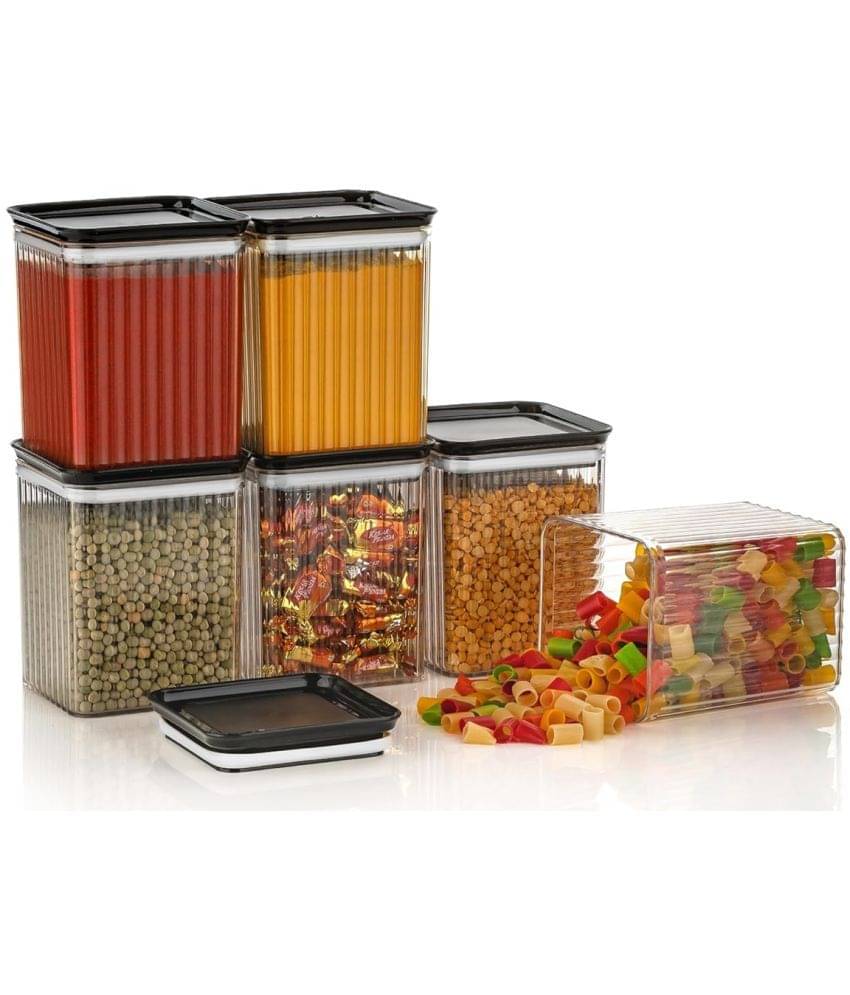     			iview kitchenware Dal/Pasta/Grocery Plastic Black Dal Container ( Set of 6 )