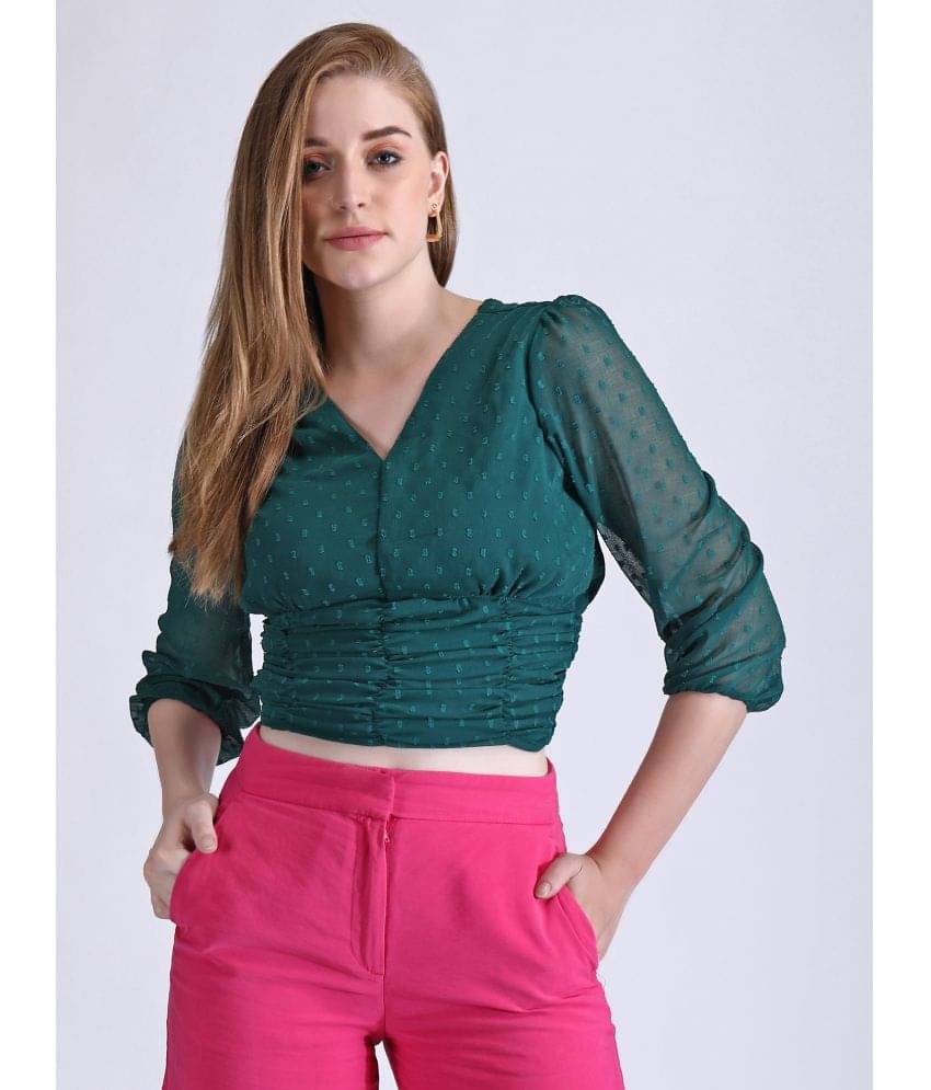 qrosh Women's Chiffon Regular Top ( Green ) qrosh Women's Chiffon Regular Top ( Green )