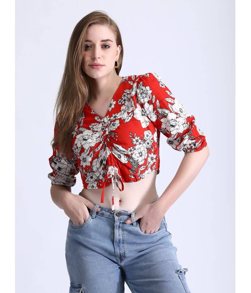 qrosh Women's Viscose Drawstring Top ( Red ) qrosh Women's Viscose Drawstring Top ( Red )