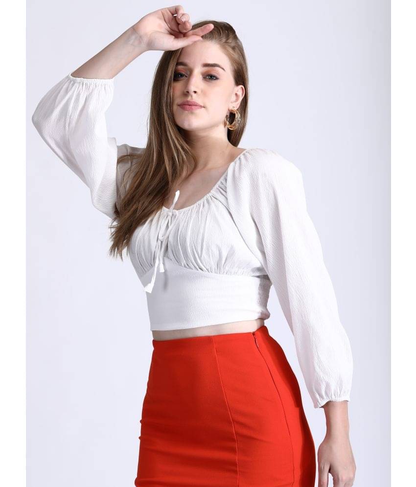     			qrosh Women's Crepe Drawstring Top ( White )