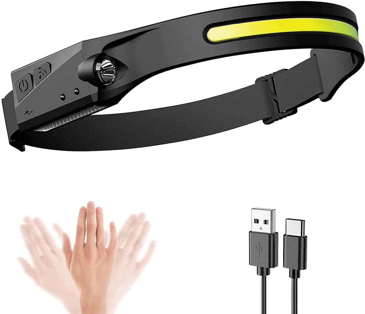 18-ENTERPRISE LED Headlamp with All Perspectives Induction 230° Illumination, 350 Lumens, 2 in 1 Lightweight Head Lights, Weatherproof, Type C Rechargeable Head Lamp for Running Camping, Sensor Outdoor Headlight (Pack of 1). - Sports and Fitness Equipment | Buy online on ZillyBuy