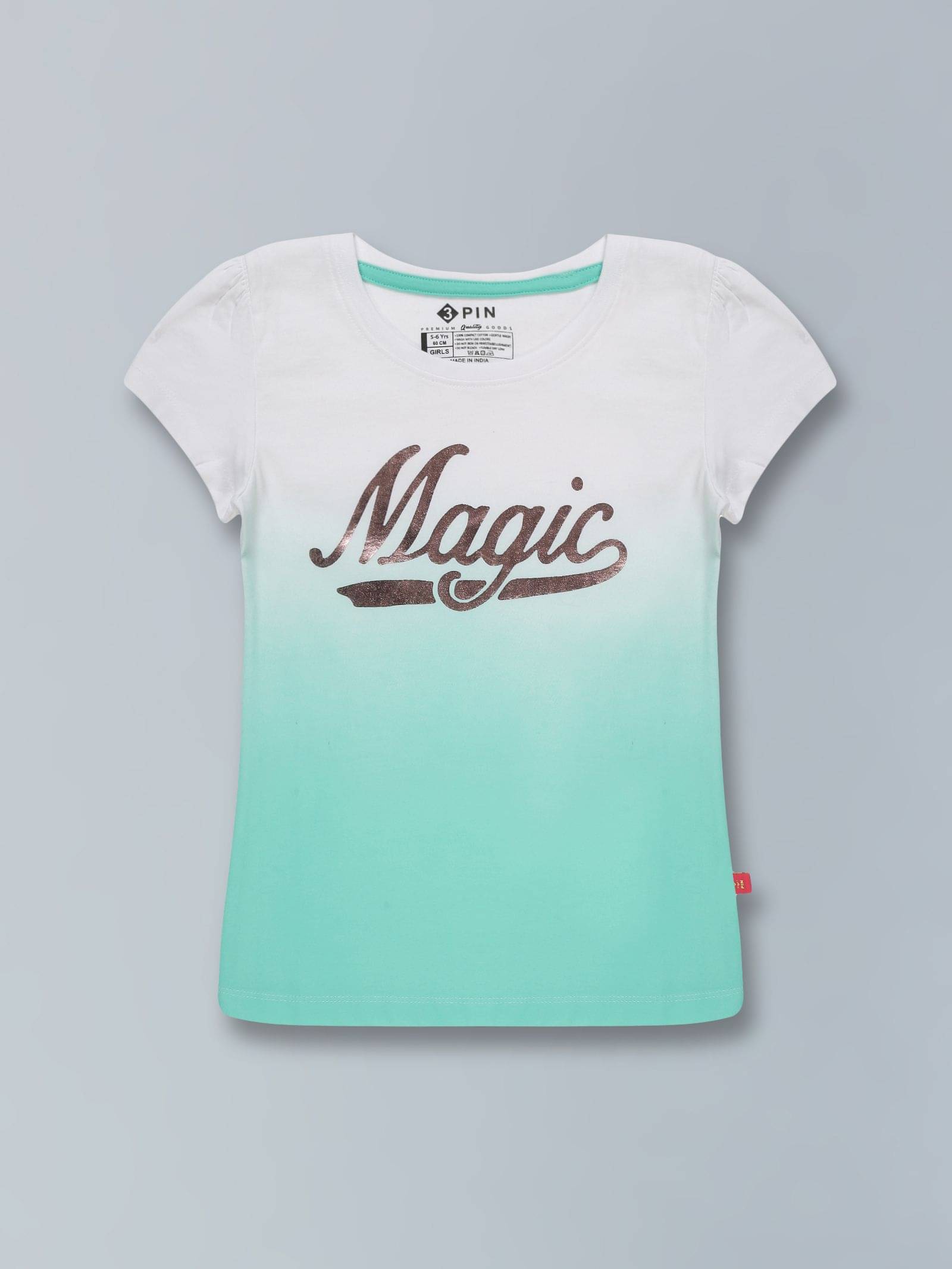     			3PIN Pack of 1 Girls 100% Cotton T-Shirt ( White )