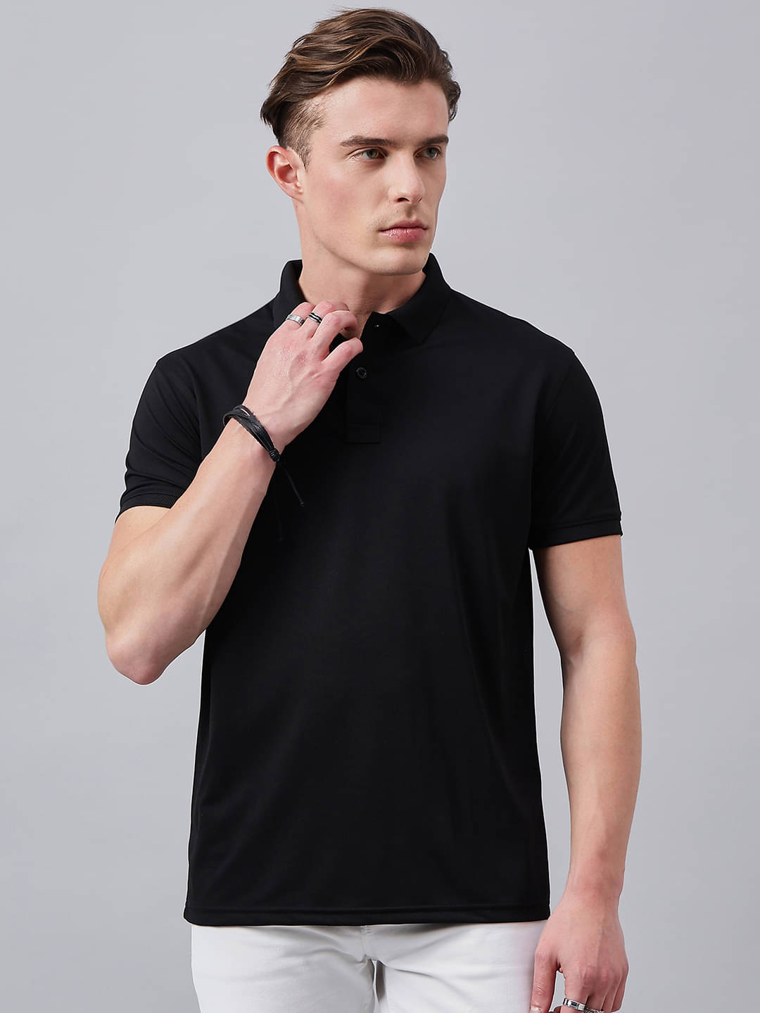     			98 Degree North Pack of 1 Polyester Regular Fit Solid Half Sleeves Men's Polo T Shirt ( Black )