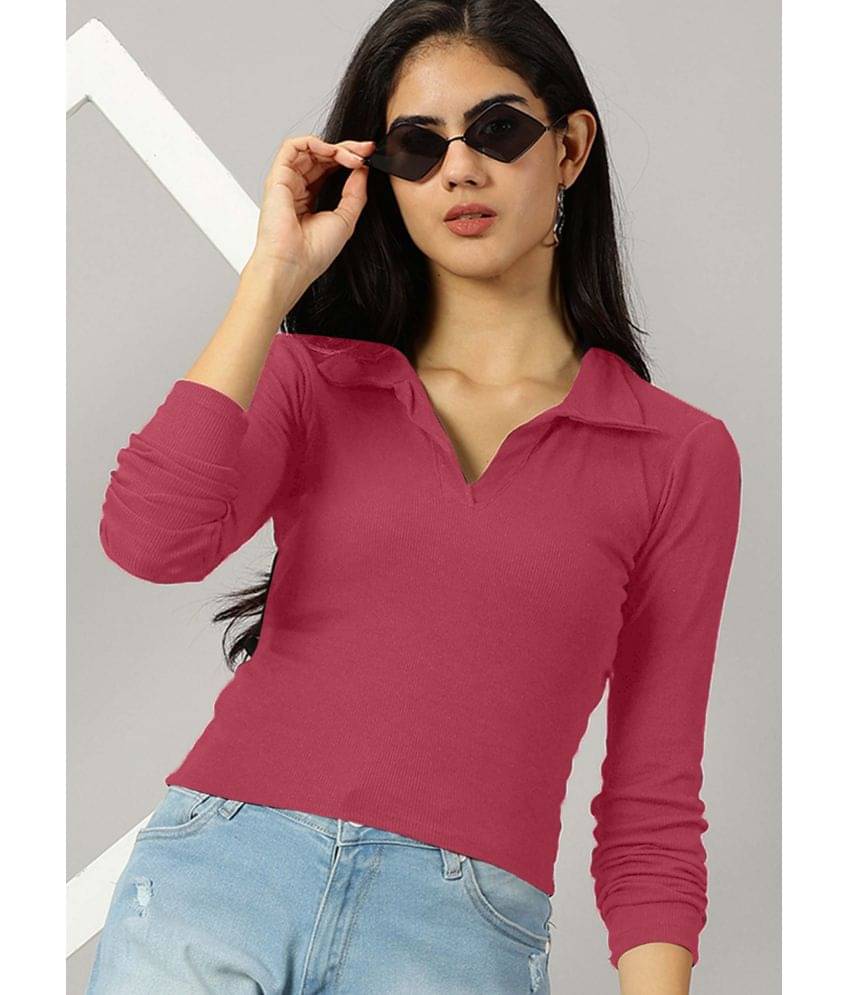     			AUSK Women's Cotton Blend Crop Top ( Pink )