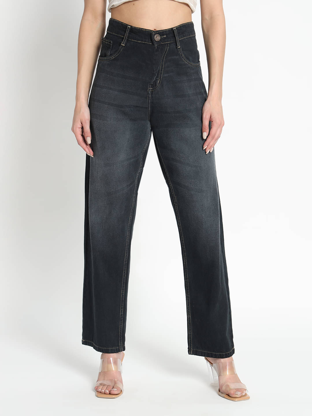     			AngelFab - Grey Denim Straight Fit Women's Jeans ( Pack of 1 )