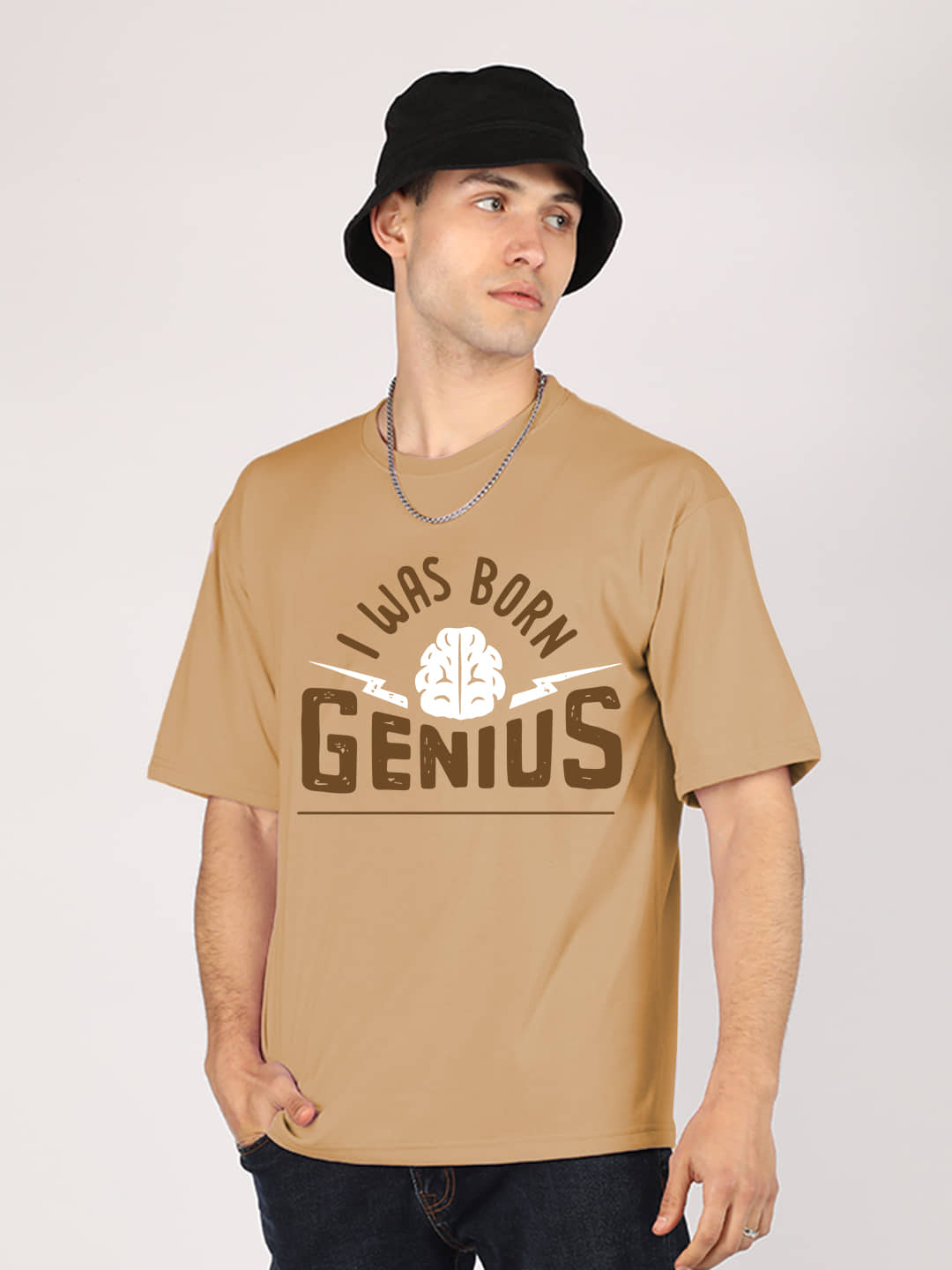 Chkokko Pack of 1 Cotton Blend Oversized Fit Men's T-Shirt ( Khaki )