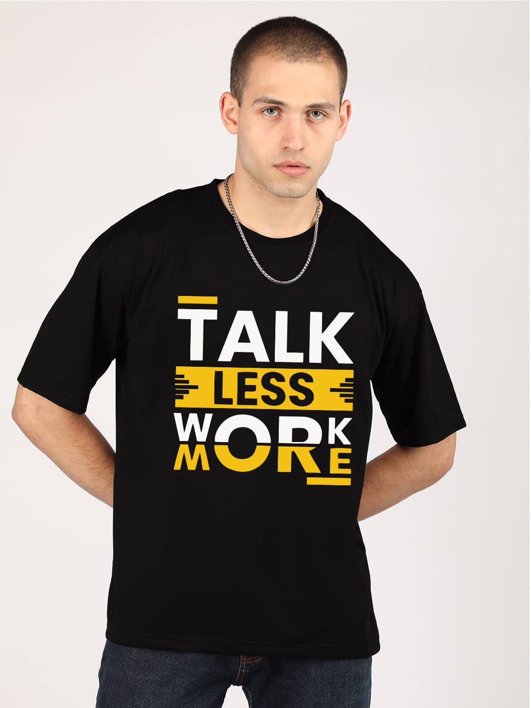 Chkokko Pack of 1 Cotton Blend Oversized Fit Men's T-Shirt ( Black )     			Chkokko Pack of 1 Cotton Blend Oversized Fit Men's T-Shirt ( Black )