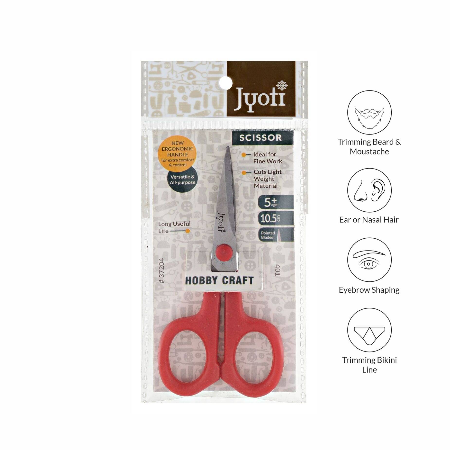    			Jyoti Scissor for Hobby Craft Use - 401 (4 Inch) Stainless Steel Blades with Plastic Handle - Pack of 10