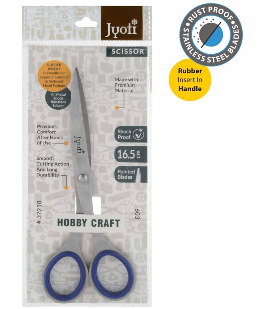 Jyoti Scissor for Hobby Craft Use - 603 (6 Inch) Stainless Steel Blades & Handle, Rubber Insert in Handle - Pack of 1 - Stationery | Buy online on ZillyBuy