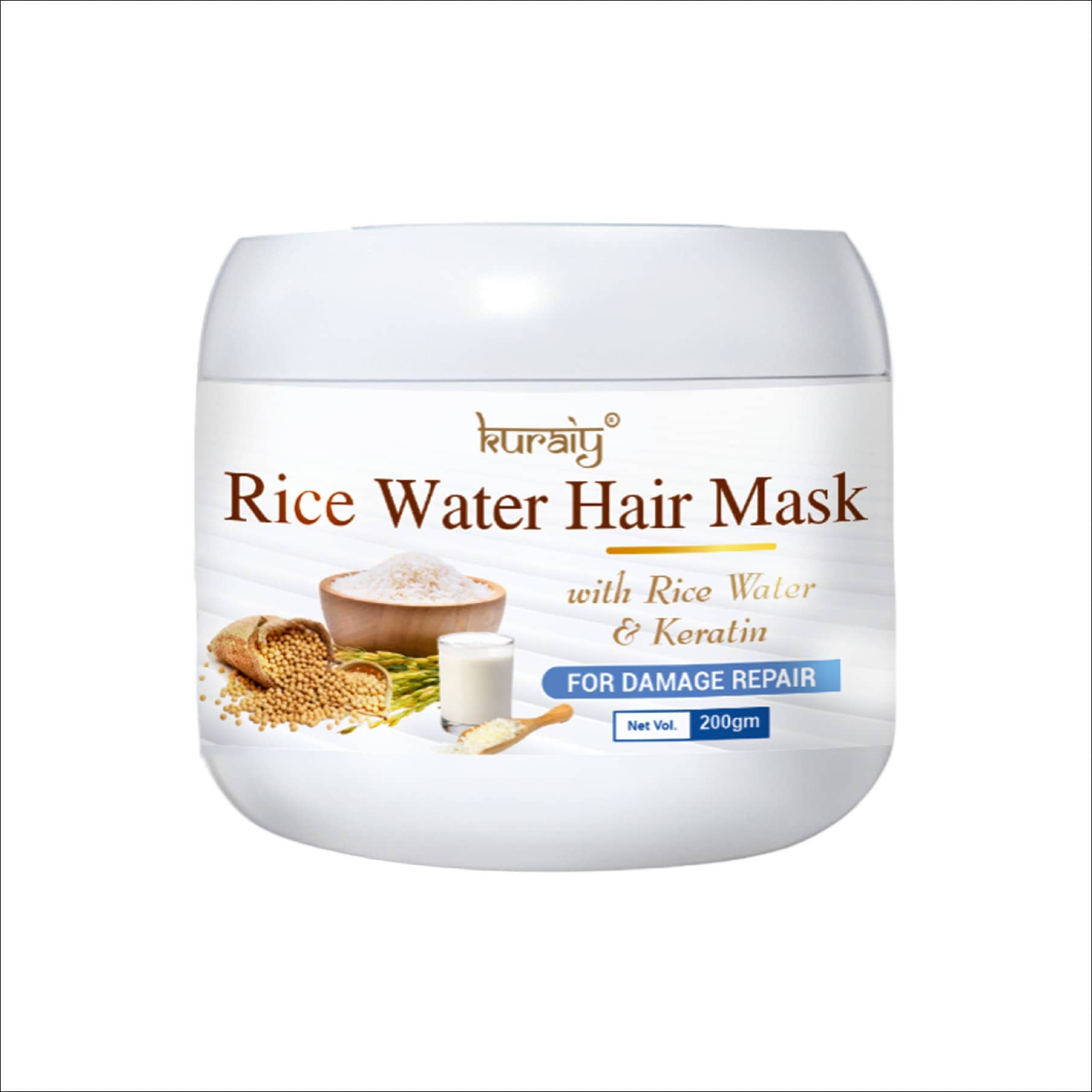 KURAIY Rice Water Hair Mask With Rice Water & Keratin For Damage Repair 200g
