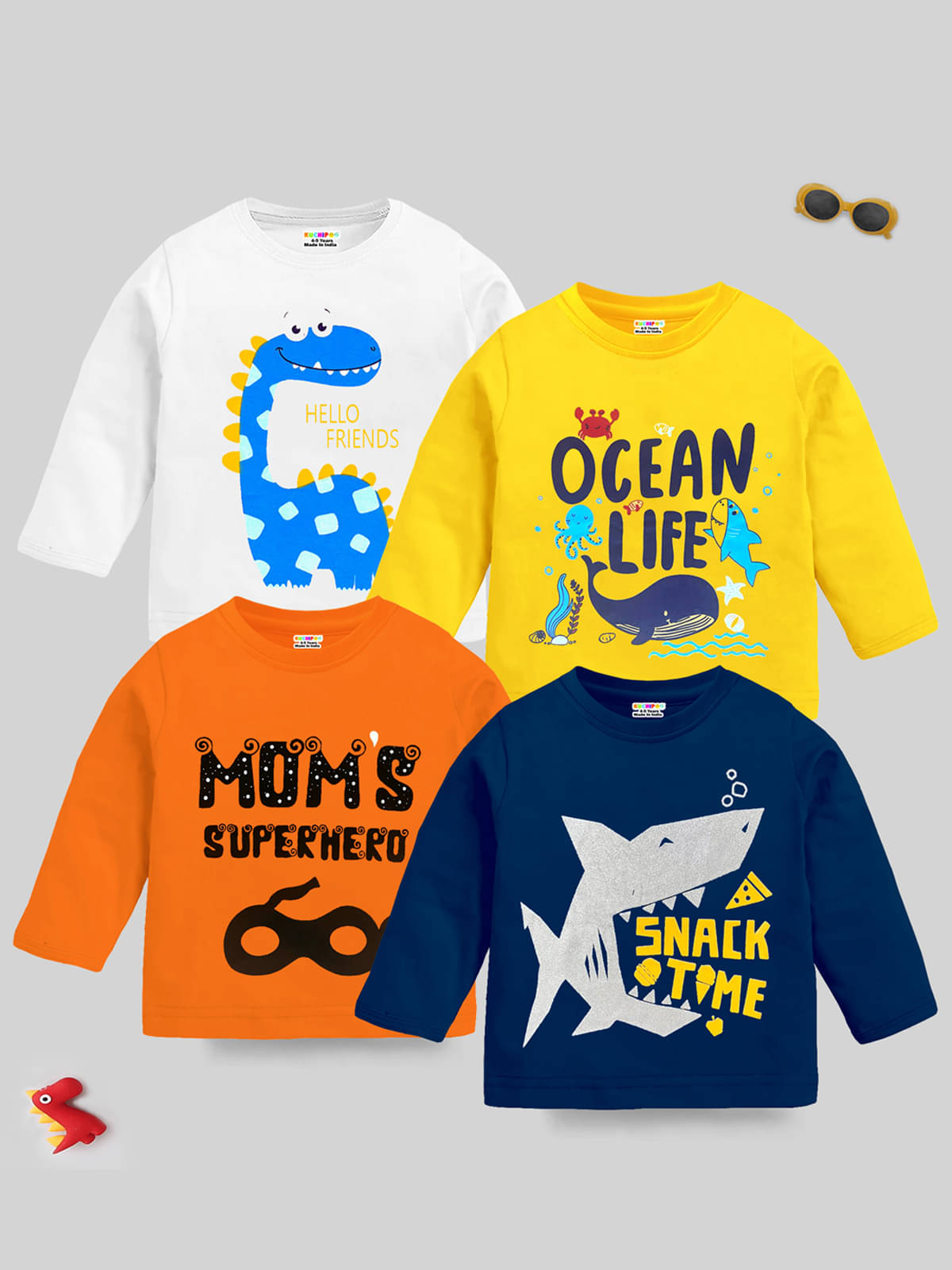     			Kuchipoo Pack of 4 Baby Boys Cotton Blend T-Shirt ( Multicolor1 )