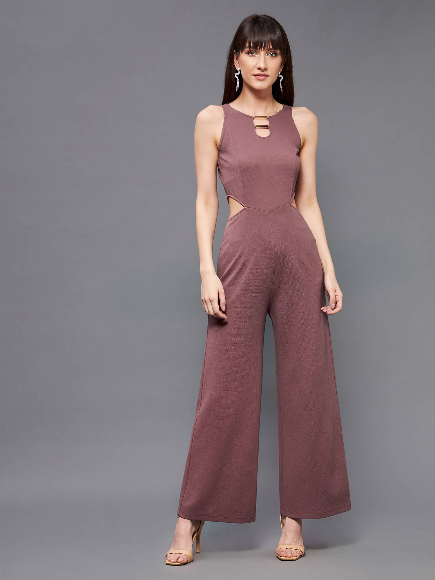 Miss Chase Mauve Polyester Slim Fit Women's Jumpsuit ( Pack of 1 ) Miss Chase Mauve Polyester Slim Fit Women's Jumpsuit ( Pack of 1 )