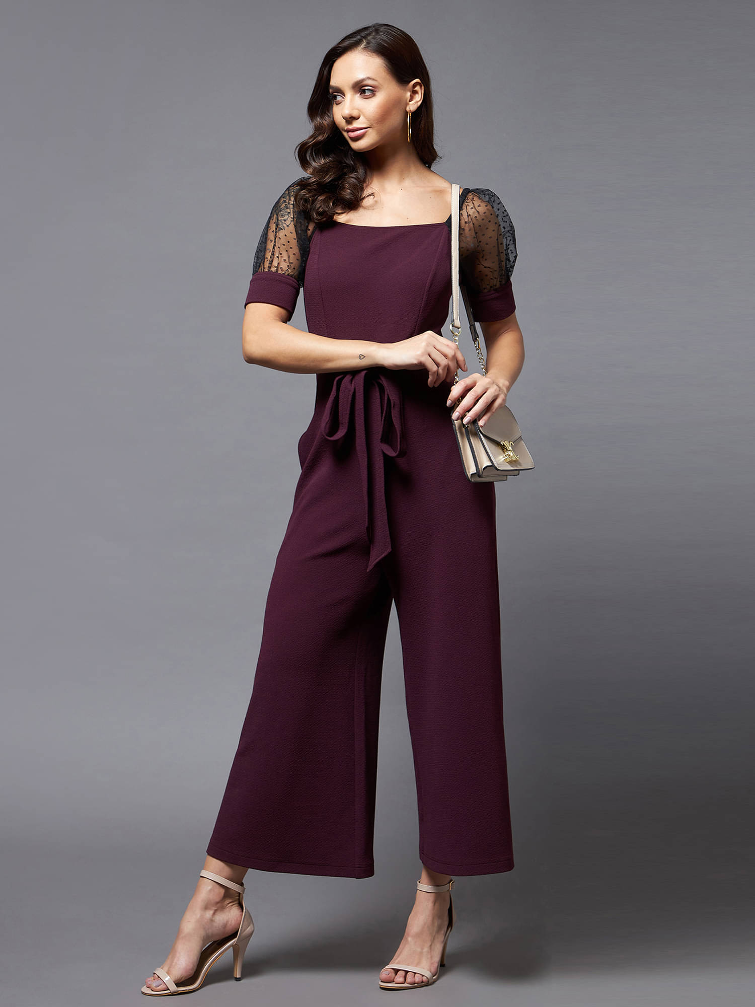 Miss Chase Purple Polyester Regular Fit Women's Jumpsuit ( Pack of 1 ) Miss Chase Purple Polyester Regular Fit Women's Jumpsuit ( Pack of 1 )
