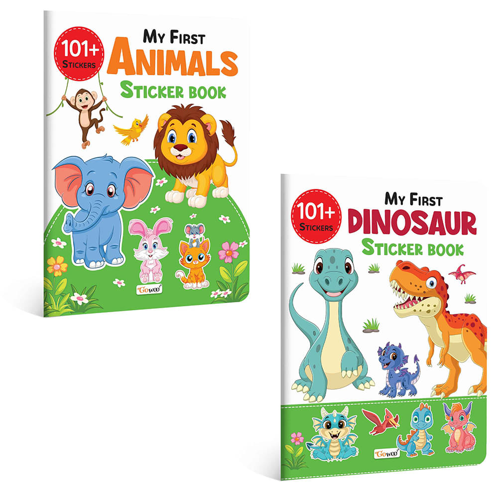 My First Animals and Dinosaur Sticker Book with 101+ Stickers | Combo of 2 sticker book | Activity Book for Children, kids activity book. My First Animals and Dinosaur Sticker Book with 101+ Stickers | Combo of 2 sticker book | Activity Book for Children, kids activity book.